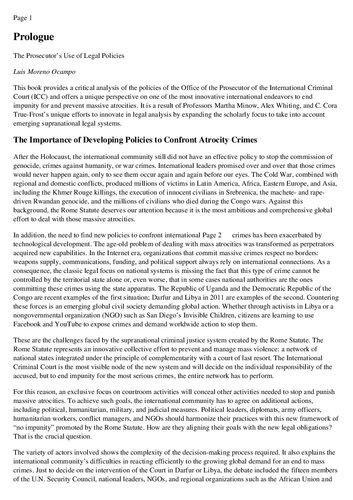 ﻿اولین دادستان جهانی: قول و محدودیت