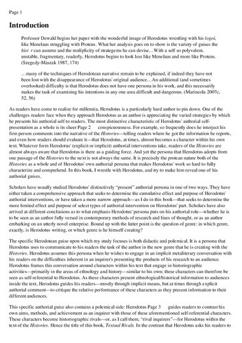 ﻿رقبای متنی: خودنمایی در تاریخ های هرودوت