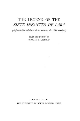 ﻿The Legend of the Siete infantes de Lara: Refundición toledana de la crónica نسخه 1344
