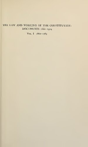 ﻿قانون و کارکرد اسناد قانون اساسی، 1660-1914، جلد. من 1660-1783