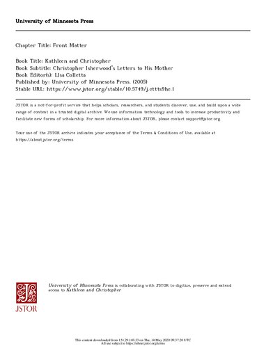 ﻿کاتلین و کریستوفر نامه های کریستوفر ایشروود به مادرش