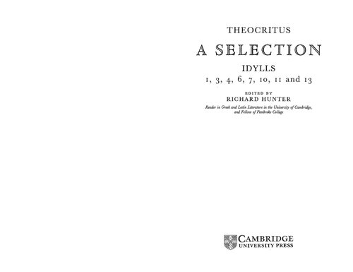 ﻿Theocritus: A Selection: Idylls 1، 3، 4، 6، 7، 10، 11 و 13