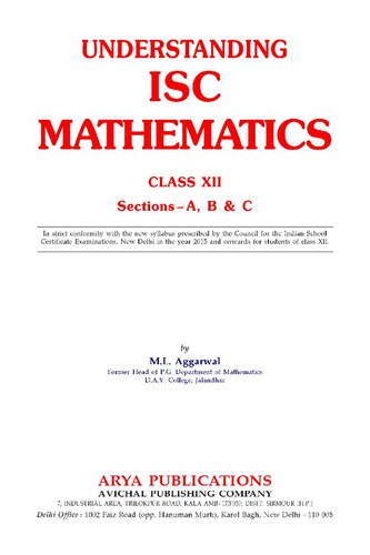 ﻿APC Understanding ISC Mathematics - Class 12 - Sections - A, B & C
