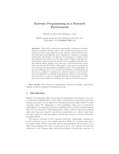 ﻿برنامه نویسی افراطی در یک محیط تحقیقاتی