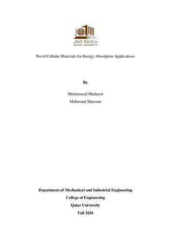 ﻿مواد سلولی جدید برای کاربردهای جذب انرژی