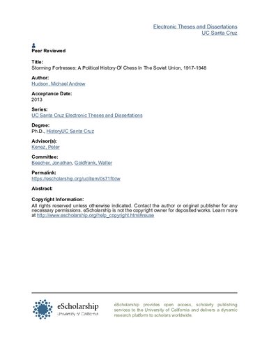 ﻿توفان قلعه ها: تاریخ سیاسی شطرنج در اتحاد جماهیر شوروی، 1917-1948.