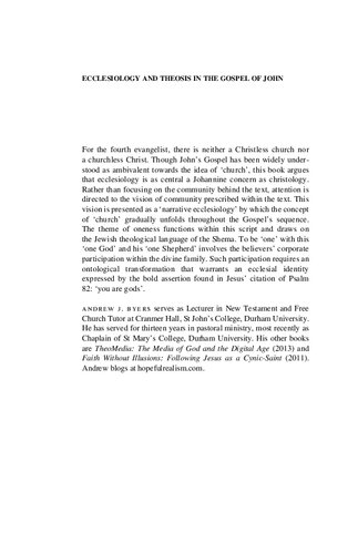 ﻿کلیسای شناسی و تئوزیس در انجیل یوحنا