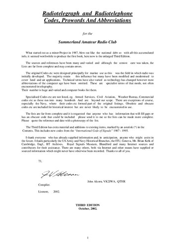 ﻿رادیوتلگراف و کدهای تلفن رادیویی، عبارات و اختصارات، چاپ سوم