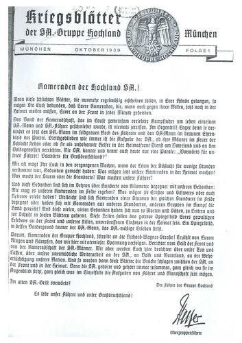 ﻿بولتن های جنگ گروه SA Hochland Munich - 1939-1942 -