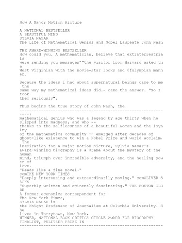 ذهن زیبا: زندگی نابغه ریاضی و برنده جایزه نوبل جان ناه