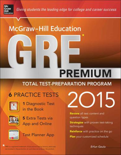 ﻿McGraw-Hill Education GRE Premium، نسخه 2015: Strategies 6 Practice Tests 2 Apps