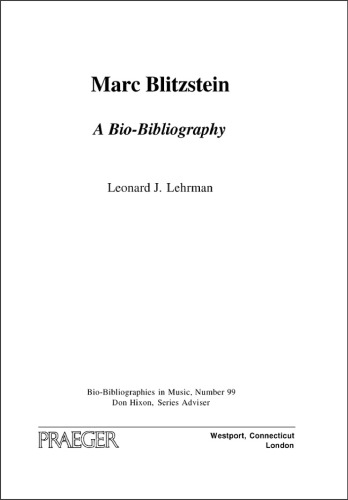 ﻿مارک بلیتزشتاین: کتابشناسی زیستی