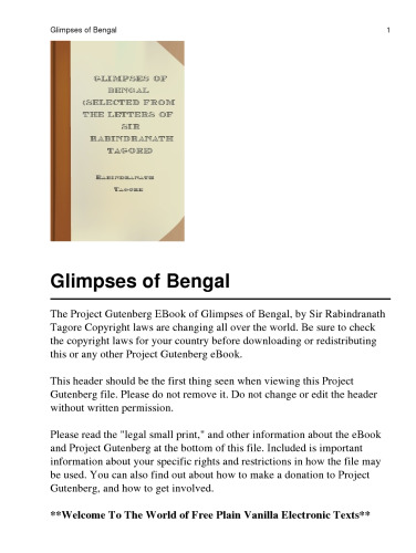 Glimpses of Bengal - منتخب از نامه های سر رابیندرانات تاگور 1885-1895