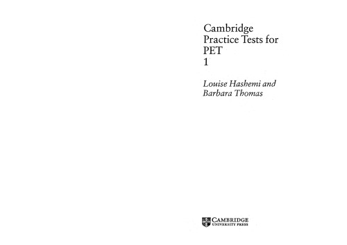 ﻿کتاب تست های تمرینی کمبریج برای دانش آموزان PET 1