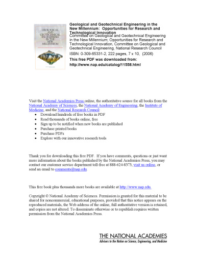 ﻿مهندسی زمین شناسی و ژئوتکنیک در هزاره جدید: فرصت هایی برای تحقیقات و نوآوری های فناوری