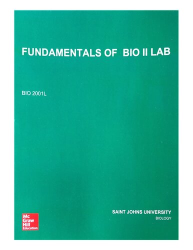 ﻿مبانی آزمایشگاه BIO II برای BIO 2001L (کتابچه راهنمای آزمایشگاه SJU St. John برای BIO 2001L)