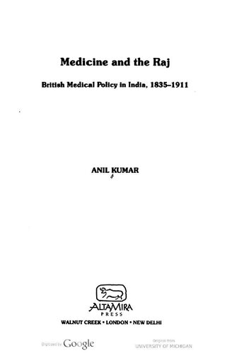 ﻿پزشکی و راج: سیاست پزشکی بریتانیا در هند، 1835-1911