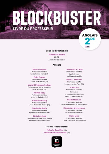 ﻿بلاک باستر : anglais 2de : B1 : Livre du professeur