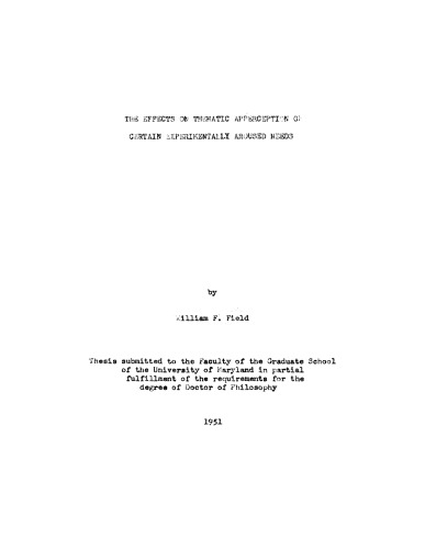 ﻿تأثیرات بر ادراک موضوعی برخی از نیازهای تجربی برانگیخته شده