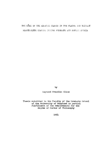 ﻿نقش غدد فوق کلیوی در پلاسما و الکترولیت ادرار در طول آنکسی متوسط ​​و شدید تغییر می کند.