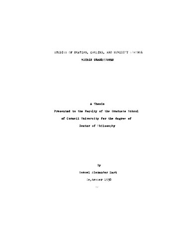 Studies of Heating, Cooling, and Humidity Control Within Greenhouses