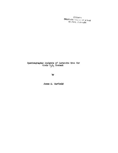 ﻿تجزیه و تحلیل طیف شناسی سنگ معدن کارنویت برای محتوای U 3O8 آنها