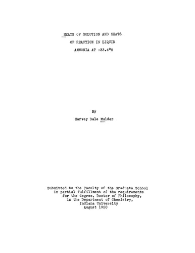 ﻿گرمای محلول و گرمای واکنش در آمونیاک مایع در 334- درجه سانتیگراد
