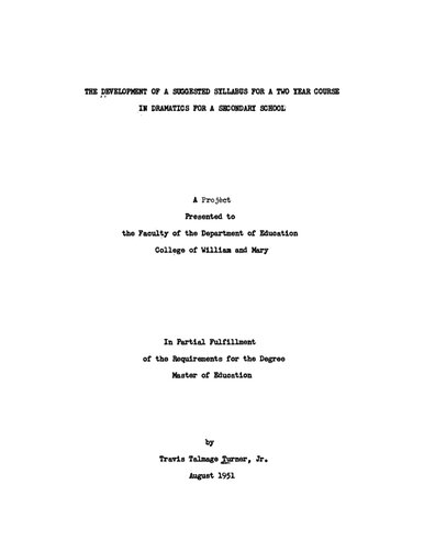 ﻿توسعه یک برنامه درسی پیشنهادی برای یک دوره دو ساله دراماتیک برای یک مدرسه متوسطه