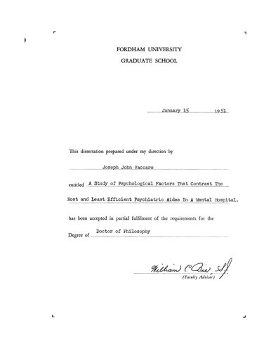 ﻿بررسی عوامل روانشناختی که با بیشترین و کمترین کارآمدترین دستیاران روانپزشکی در یک بیمارستان روانی متفاوت است