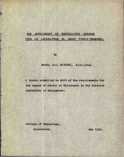 ﻿توسعه روش های فوتوالاستیک با کاربرد در مسائل رزوه پیچ