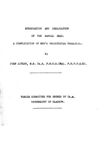 ﻿سابلوکساسیون و دررفتگی سر رادیال. عارضه ای از فلج مامایی ارب