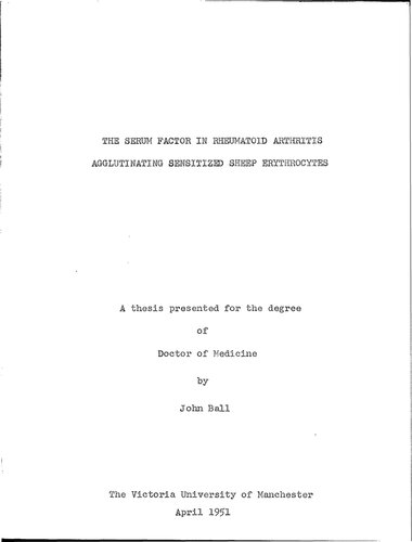 ﻿فاکتور سرمی در آرتریت روماتوئید آگولتین کننده گلبول های قرمز حساس گوسفند