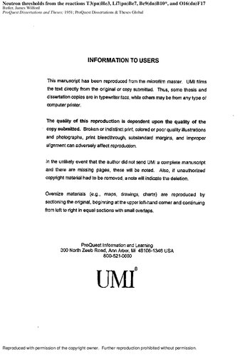 ﻿آستانه نوترون از واکنش‌های T3(pn)He3، Li7(pn)Be7، Be9(dn)B10* و O16(dn)F17