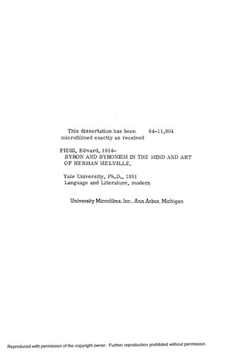 ﻿بایرون و بایرونیسم در ذهن و هنر هرمان ملویل