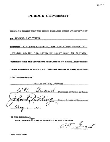 ﻿مشارکت در مطالعه طبقه بندی دانه های گرده جمع آوری شده توسط زنبورهای عسل در ایندیانا