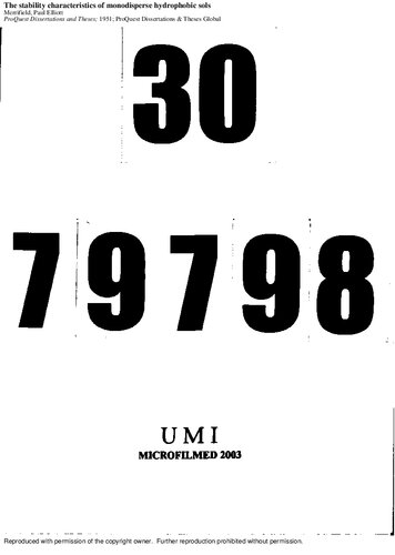 ﻿ویژگی های پایداری نمک های آبگریز تک پراکنده