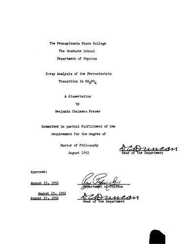 ﻿تجزیه و تحلیل اشعه ایکس از انتقال فروالکتریک در پتاسیم - دی هیدروژن - فسفات