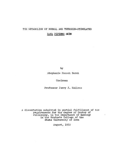 ﻿متابولیسم پوست رانا پیپینس نرمال و تحریک شده با تیروکسین