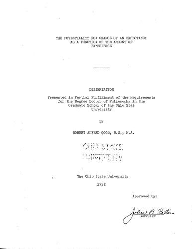 ﻿پتانسیل تغییر یک انتظار به عنوان تابعی از مقدار تجربه