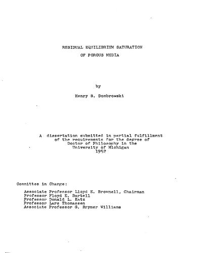 ﻿اشباع تعادل باقی مانده از رسانه های متخلخل