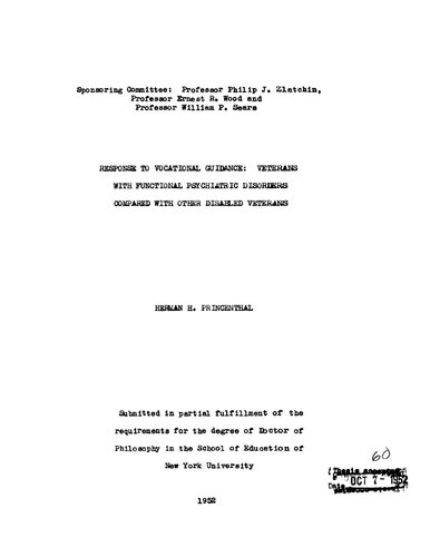 ﻿پاسخ به راهنمایی حرفه ای: جانبازان مبتلا به اختلالات روانپزشکی عملکردی در مقایسه با سایر جانبازان معلول