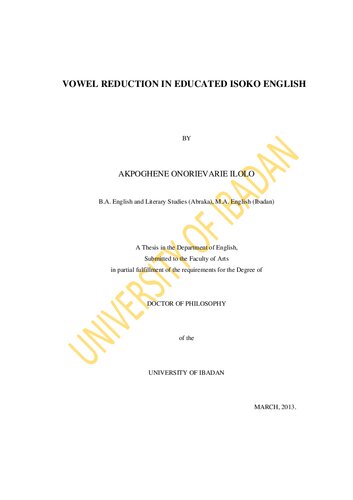 ﻿کاهش مصوت در زبان انگلیسی Isoko تحصیل کرده