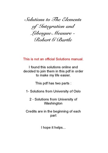 ﻿کتابچه راهنمای راه حل ها بارتل - عناصر ادغام و اندازه گیری Lebesgue