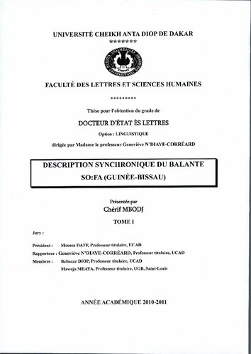 ﻿توصیف همزمان Balante so:fa (گینه بیسائو)