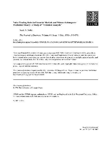 ﻿قوانین ساده معامله گری در بازارهای مالی و نظریه پیش بینی وینر-کلموگروف: مطالعه 