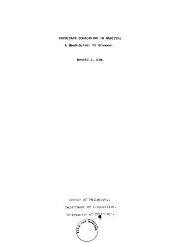 ﻿به هم پیوستن محمول در Hadiyya: A Head-Driven PS Grammar