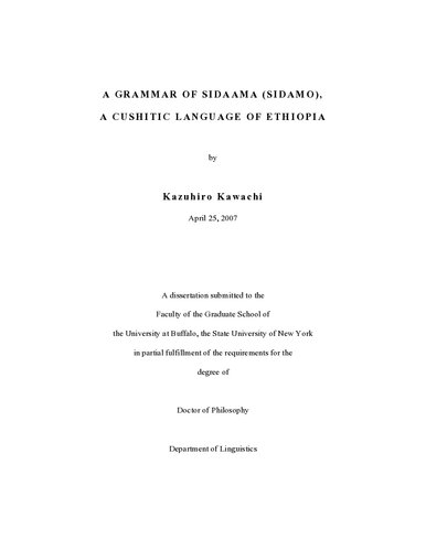 ﻿یک دستور زبان از Sidaama (Sidamo) ، یک زبان کوشی اتیوپی