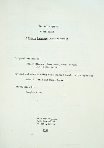 ﻿Iska wax u qabso (خود کمکی). راهنمای یادگیری زبان سومالیایی