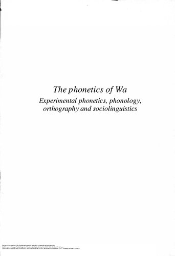 ﻿آوایی Wa: آوایی تجربی ، واج شناسی ، املایی و زبان شناسی اجتماعی