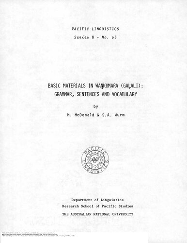 ﻿مواد اولیه در وانگکومارا (گاحالی): دستور زبان، جملات و واژگان /